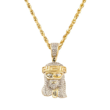 Yellow 10k Yellow Gold Diamond Jesus Head Pendant 0.30 Ctw